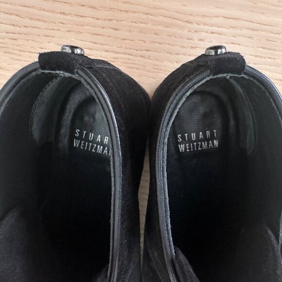 Stuart Weitzman Women's Black Suede Lace-Up Heeled Bootie, Size 6 - Picture 10 of 11